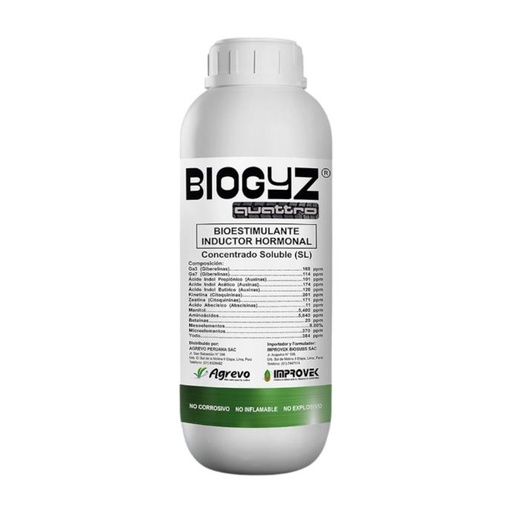 [01EVO123] BIOGYZ QUATTRO X 1 LT  (A. Giberelico, Auxinas, Citoquininas)