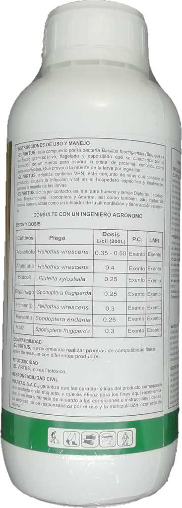 EL VIRTUS X 1 LT  (Virus de la poliedrosis nuclear, Bacillus thuringiensis Var. Kurstaki.)