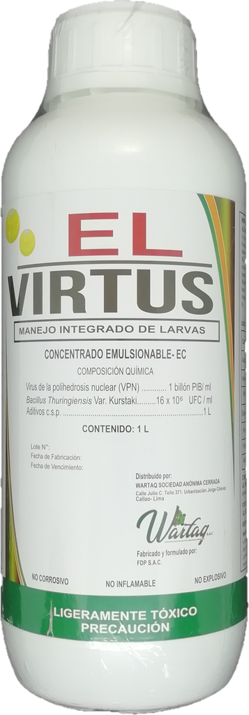 EL VIRTUS X 1 LT  (Virus de la poliedrosis nuclear, Bacillus thuringiensis Var. Kurstaki.)