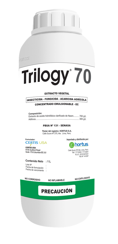 TRILOGY 70 X 1 LT ( Extractos de aceite hidrofóbico clarificado de Neem)