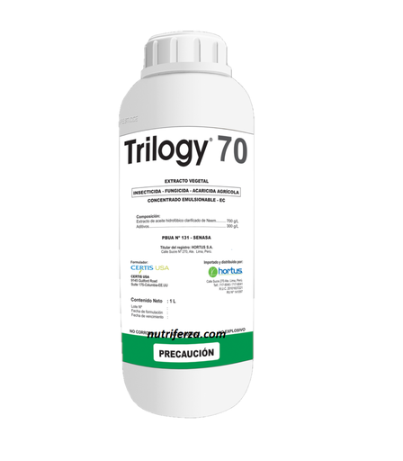 [01HOR104] TRILOGY 70 X 1 LT ( Extractos de aceite hidrofóbico clarificado de Neem)